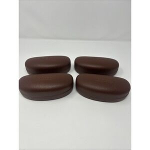 4 NEW Brown Faux Leather Eyetique Hardshell Clamshell Eyeglass Sunglass Case